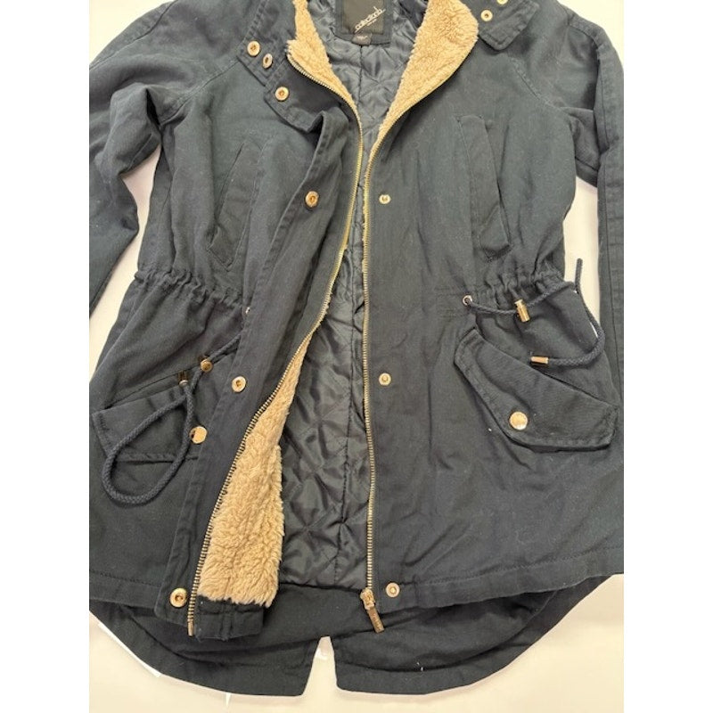 Collection B Lightweight Twill Hooded Anorak Jacket Graphite Womens Size S