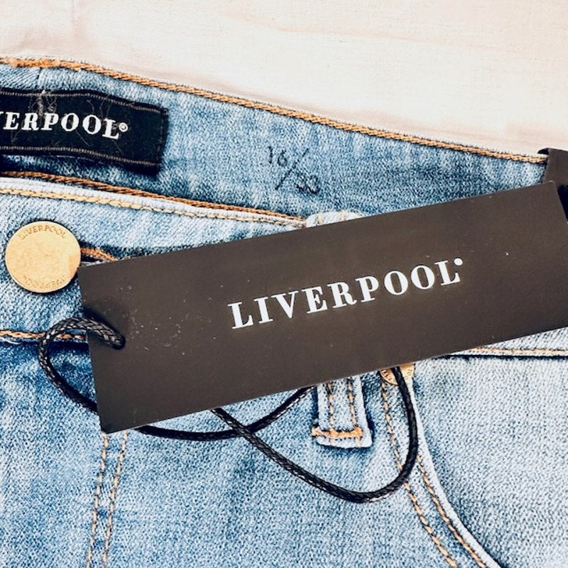 Liverpool Carter Crop Straight Jeans Release Hem Denim Blue Womens Size 16