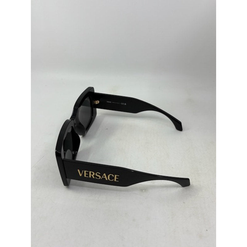 Versace Sunglasses Square Frame Gold Logo Designer Luxury Black Womens OS