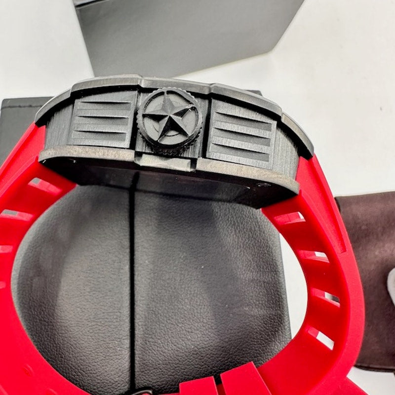 Wishdoit Watches The Pioneer Wrist Watch Stainless Steel Black Red Strap OS