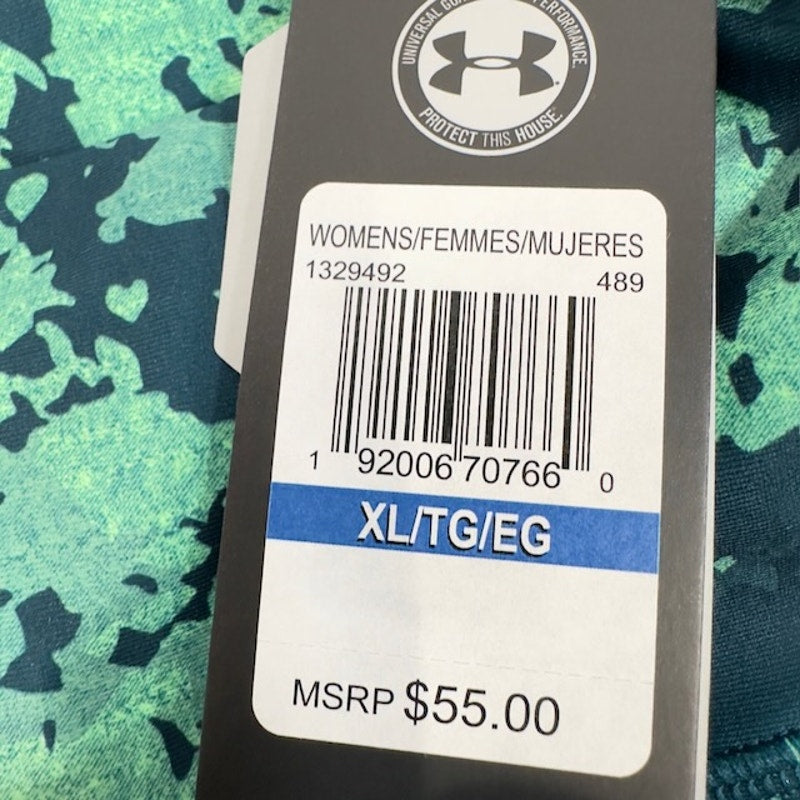 Under Armor Compression Leggings HeatGear Printed Mesh-Inset Green Womens XL