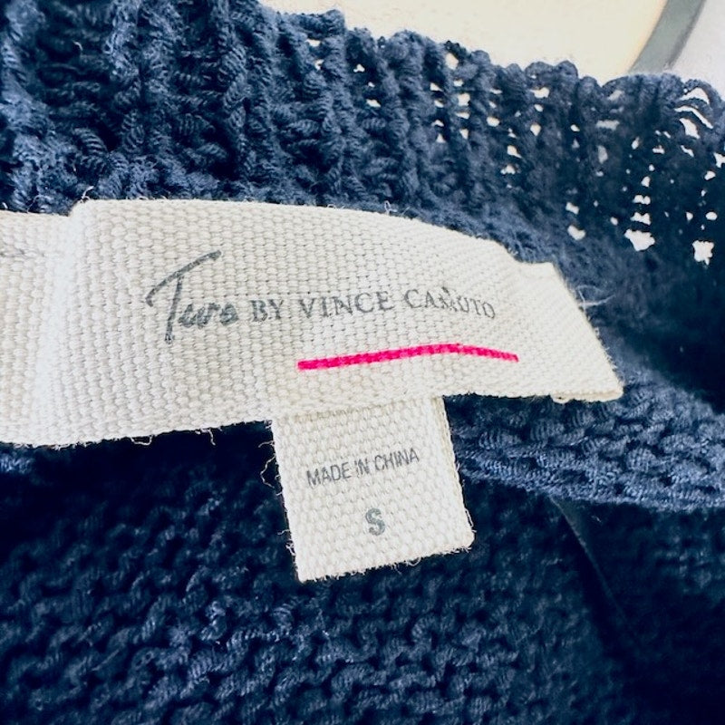 Turo By Vince Camuto Tunic Sweater Short Sleeves Knit Blue Womens Small