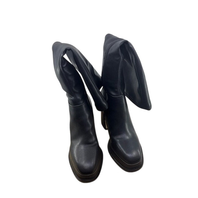 Steve Madden Myndie Knee-High Platform Boots Vegan Leather Black Womens Size 7.5