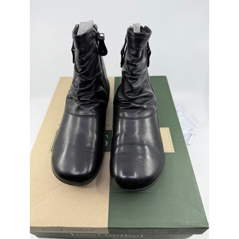 Josef Seibel Naly 24 Ankle Boots Leather Side Zipper Black Womens Size 36
