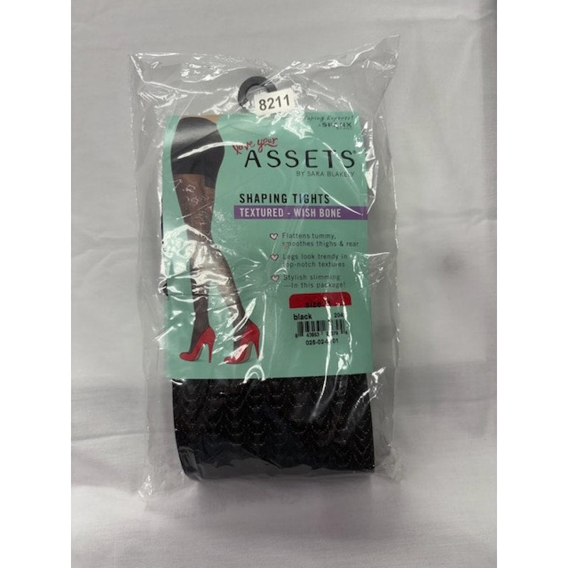 ASSETS by Sara Blakely Wishbone Textured Shaping Tights #2049 Black Size 1