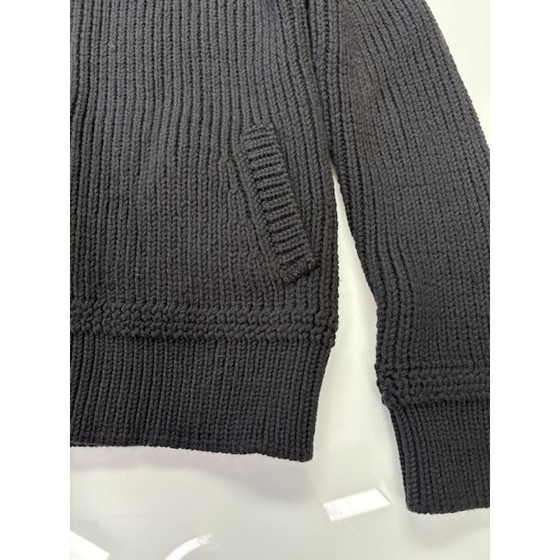 Prada Faux-Fur Collar Cardigan Knit Sweater Full-Zip Black Mens Size 56 EU