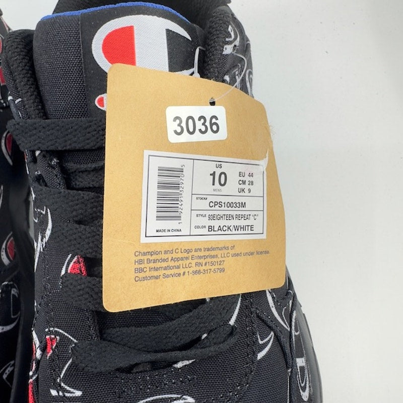 Champion 93EIGHTEEN Repeat C Sneaker CPS10033M All Over Logo Black Mens Size 10