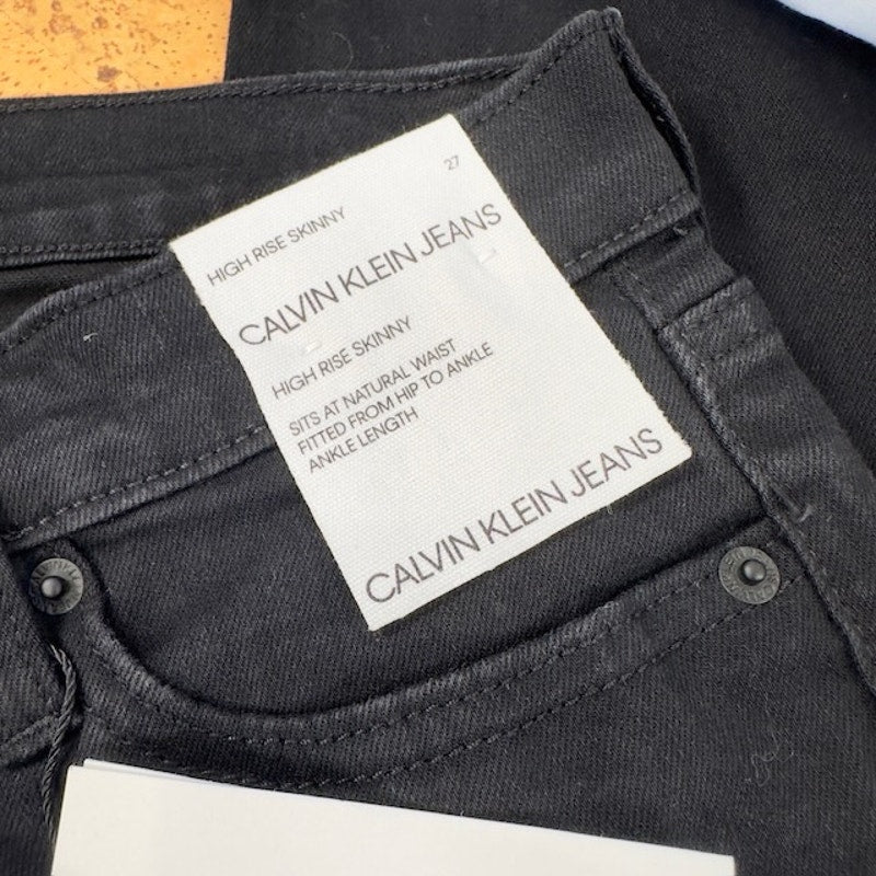 Calvin Klein High Rise Skinny Ankle Jeans Button-Fly Denim Black Womens Size 27