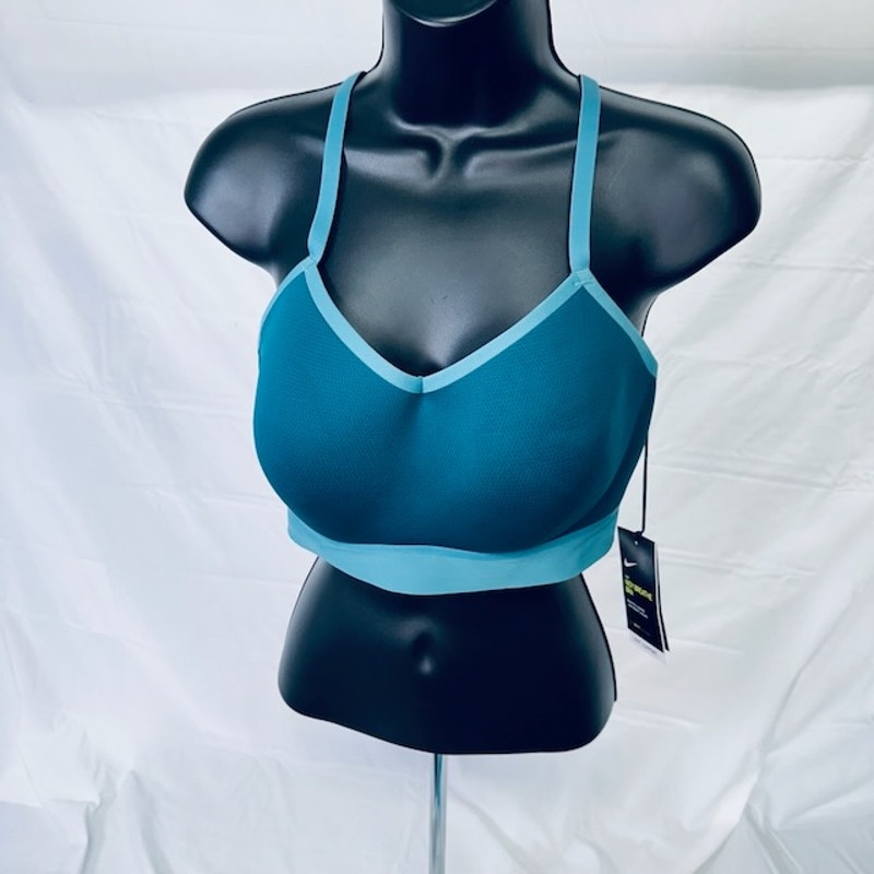 Nike Breath Sports Bra Strappy Racerback Light Support Yoga Green Womens L