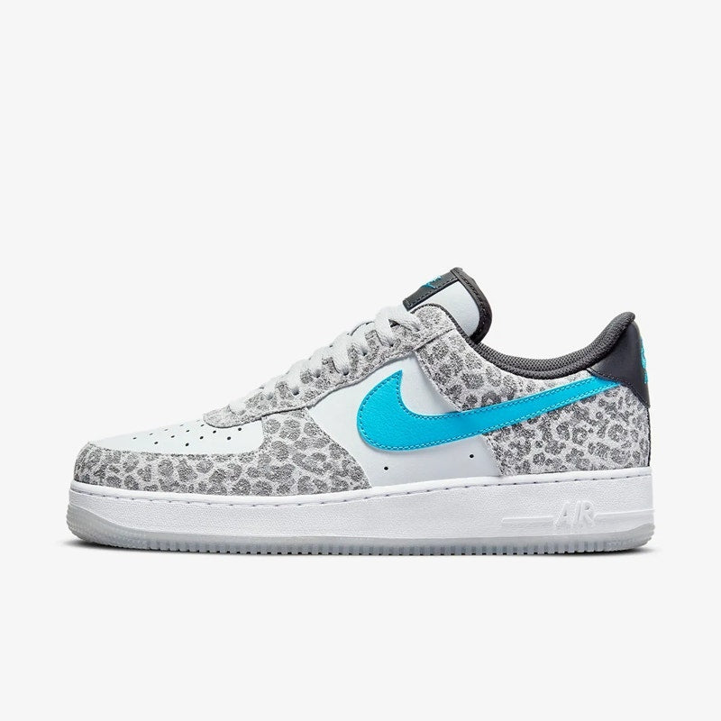 Nike Air Force 1 '07 Premium Sneakers DJ6192-001 Leopard White Blue Mens Size 10