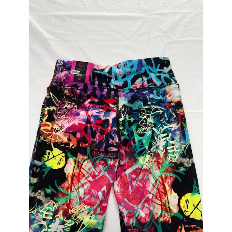 Material Girl Active Crop Leggings Graffiti Print Multicolor Womens Size XS