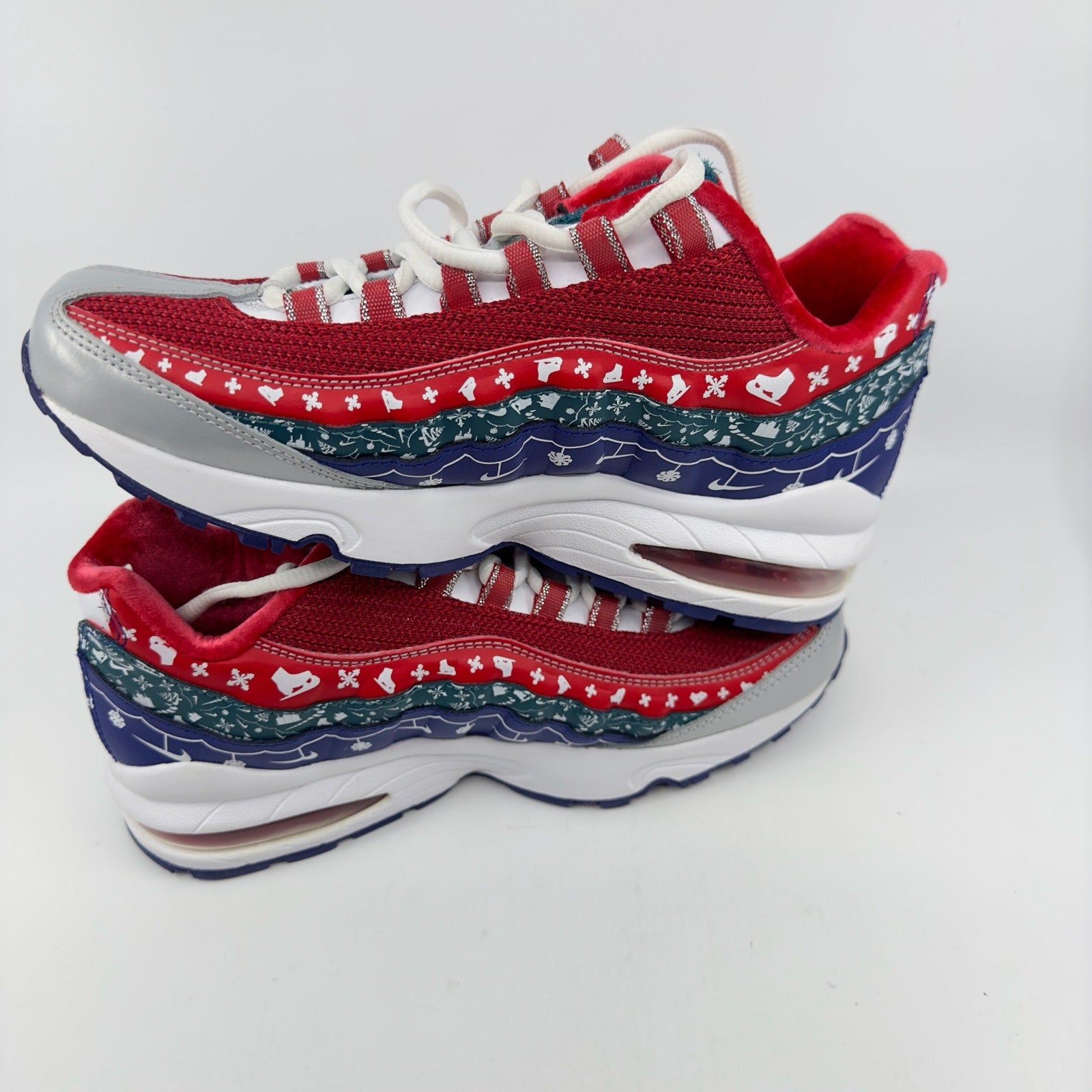 Nike Air Max 95 Sneaker Shoes Lace-Up White University Red Noble Youth Unisex 6Y