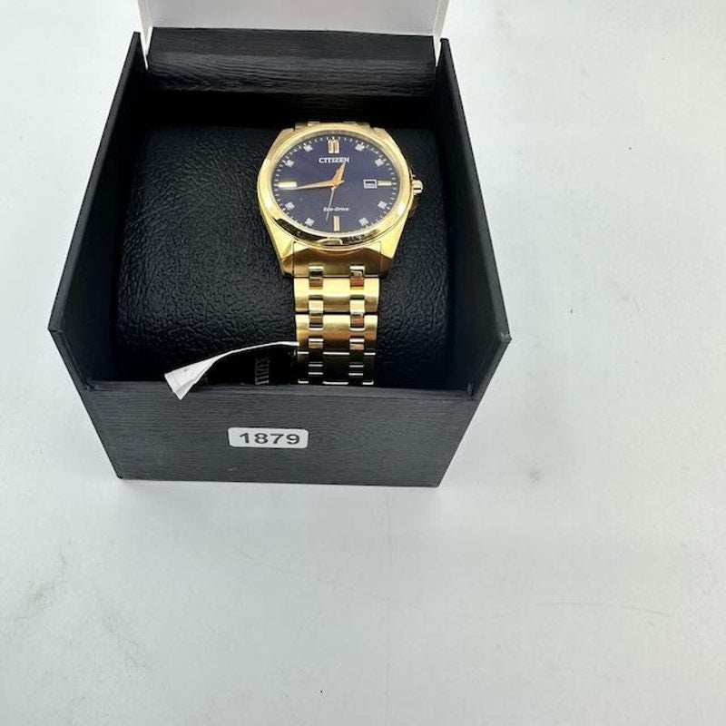 Citizen Corso Eco-Drive Wrist Watch Gold Stainless Steel Blue Dial Mens OS