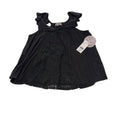 Gypsies & Moondust Floral Lace-Front Ruffle Top Sleeveless Black Womens M