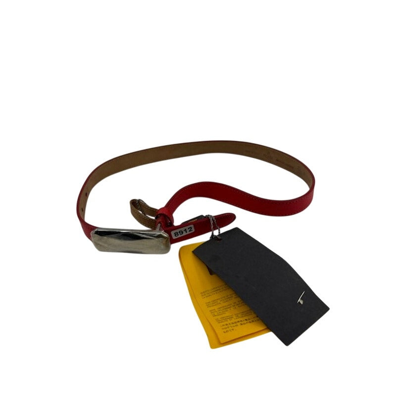 FENDI Cintura Mini Solitaire Nappa Rosso Red Palladio Leather Belt Size 85