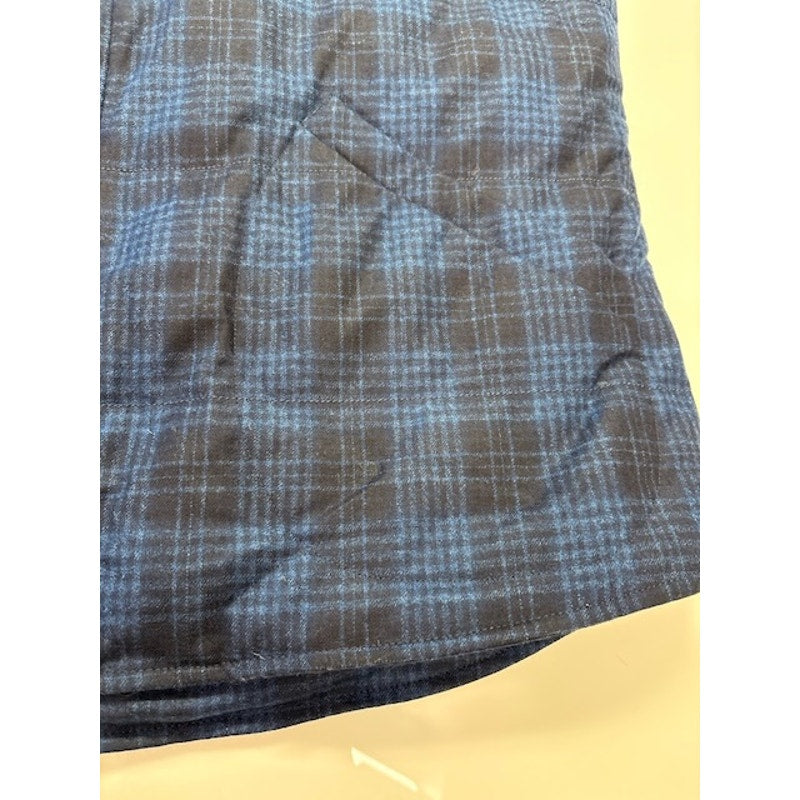Isaia O'Pallone Quilted Plaid Down Puffer Vest Blue/Black Mens Size 54R
