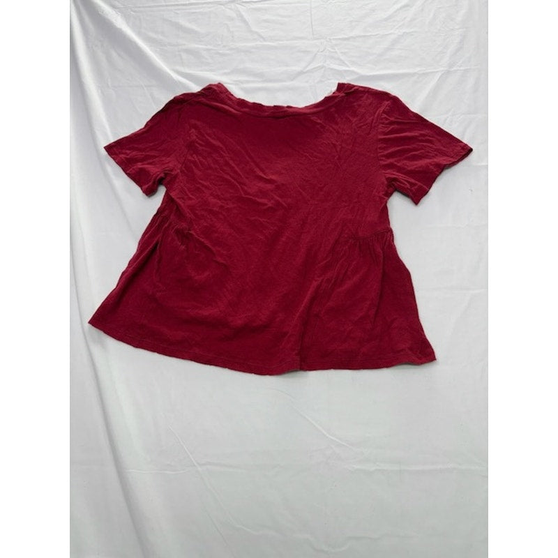American Rag Cie Peplum Tee Short Sleeve Biking Red Brick Womens Size M