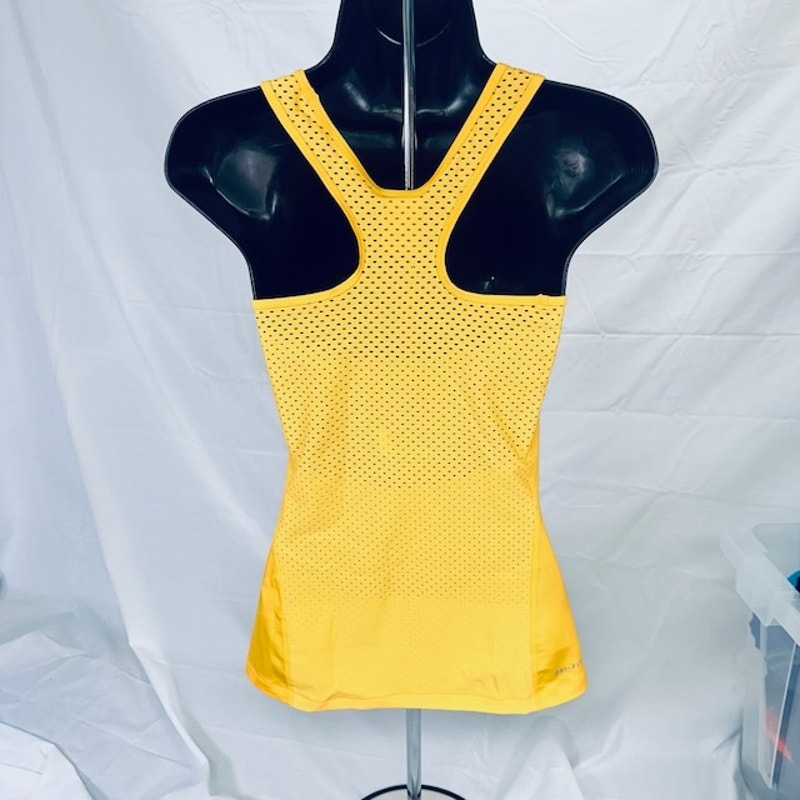 Nike Pro Hypercool Compression Tank Top Racerback Mesh Yellow Womens Small
