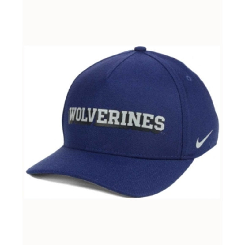 Nike Michigan Wolverines Local Dna Verbiage Swoosh Flex Cap Blue Mens OS