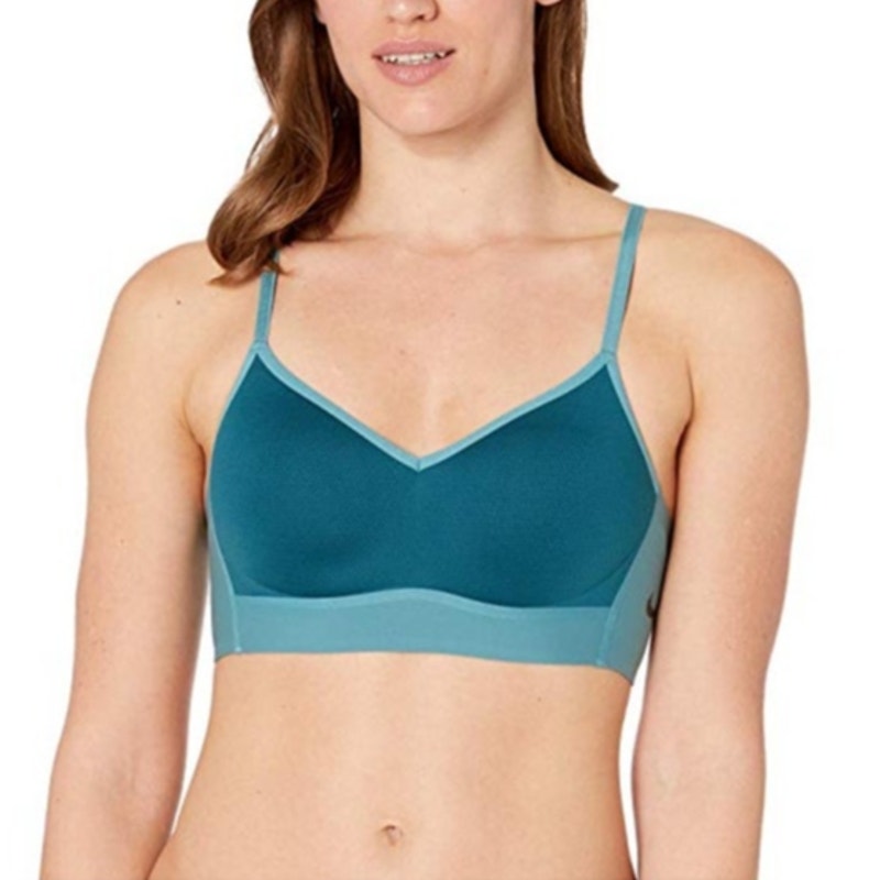 Nike Breath Sports Bra Strappy Racerback Light Support Yoga Green Womens L