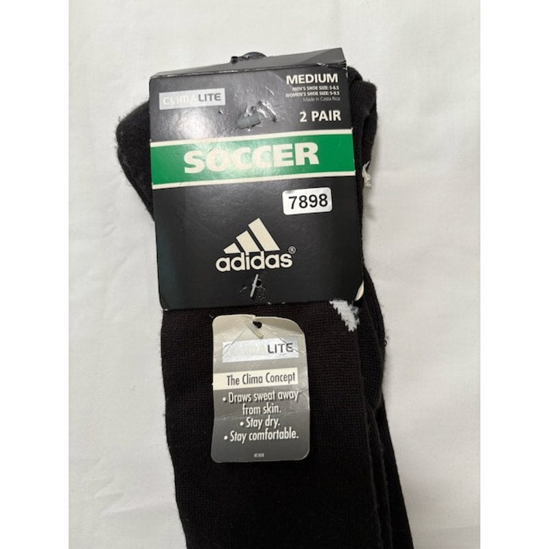 2 Pairs Adidas Climalite Soccer Socks Over The Calf Black/White Adult Size M