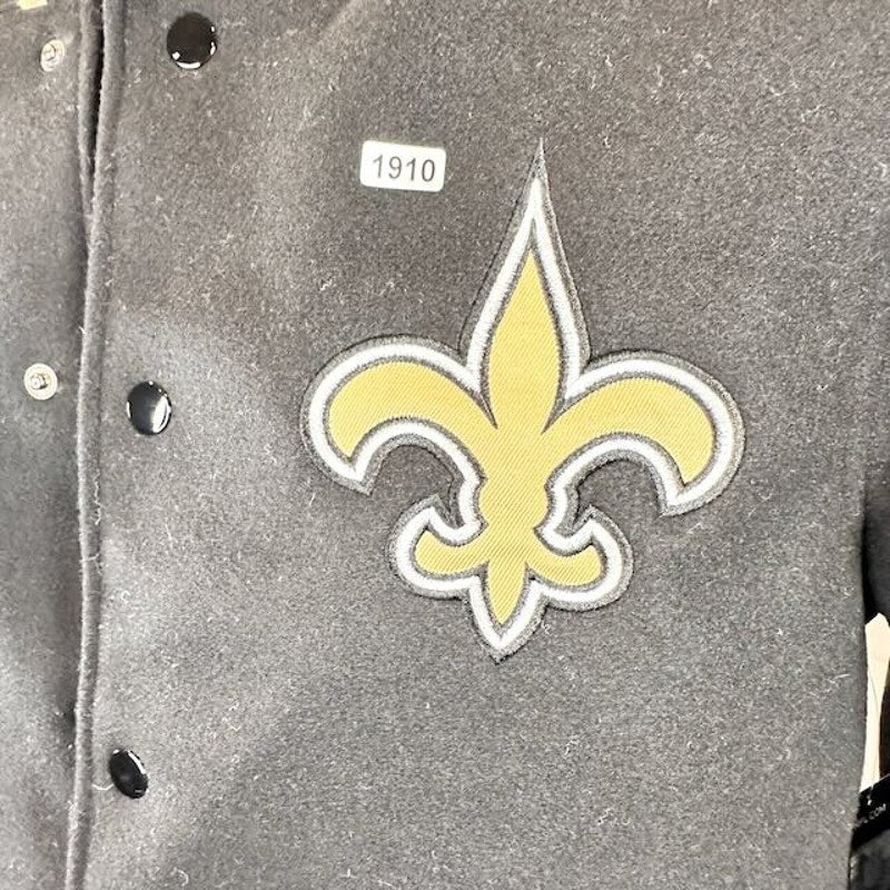 NFL New Orleans Saints Ultra Game Full-Snap Bomber Jacket Black Mens Size S