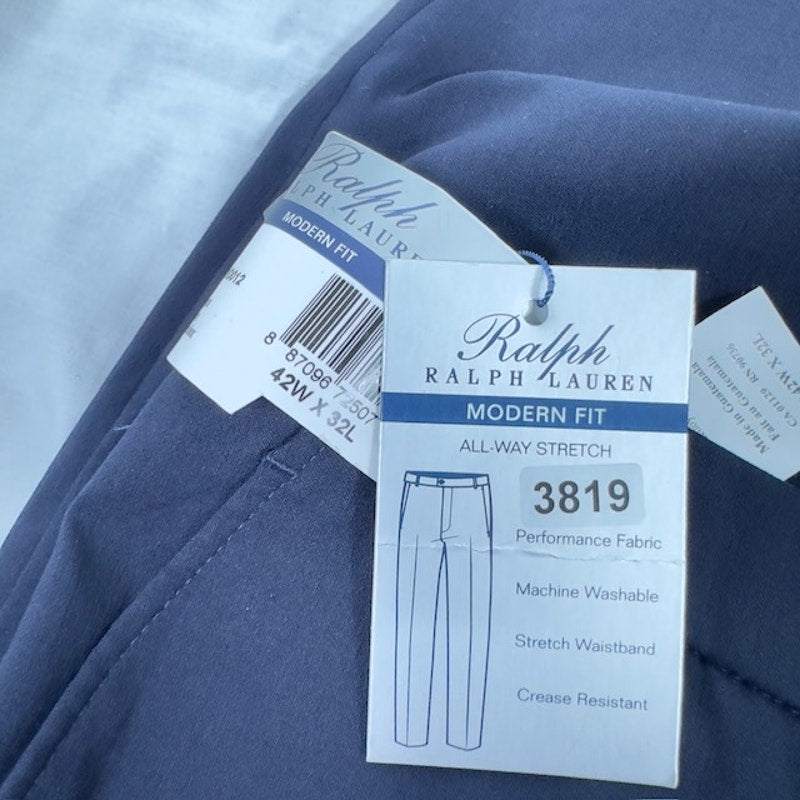 Ralph Lauren Modern Fit Pants Flat Front All Way Stretch Dark Navy Men 42x32