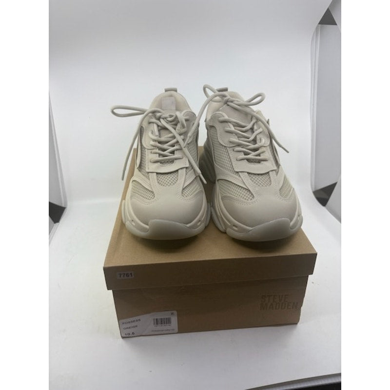 Steve Madden Possess Shoes Lace-Up Round Toe Sneakers Greige Mens 10.5 D