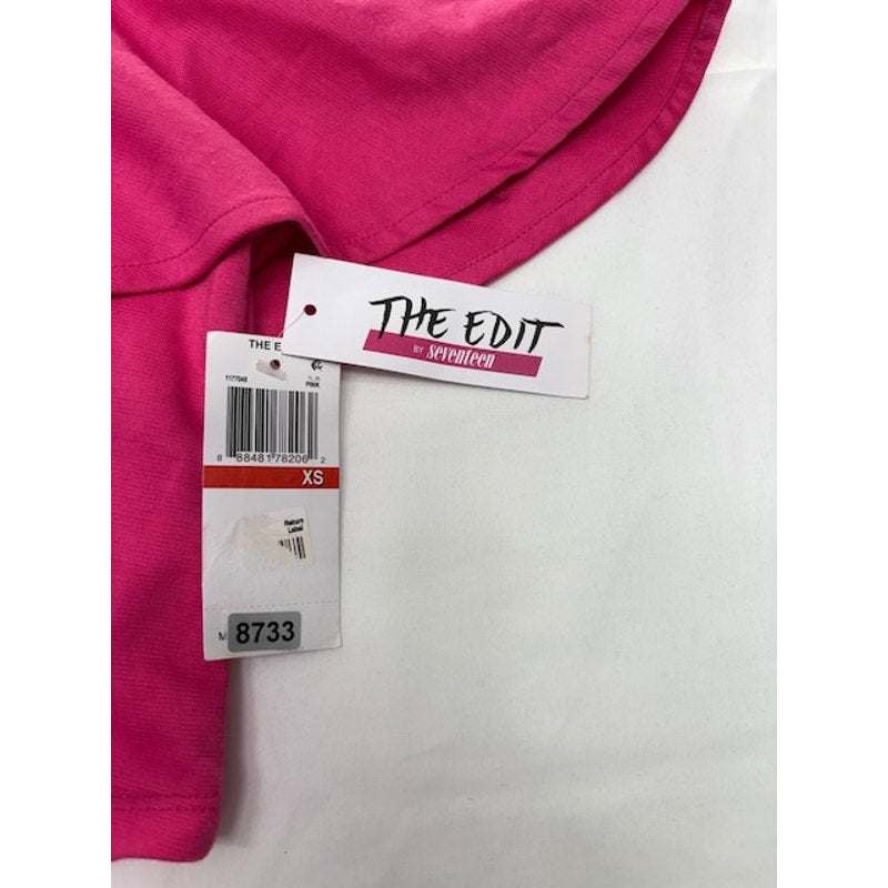 The Edit By Seventeen Ruffled Cold-Shoulder Crop Top Pink Womens Size XS