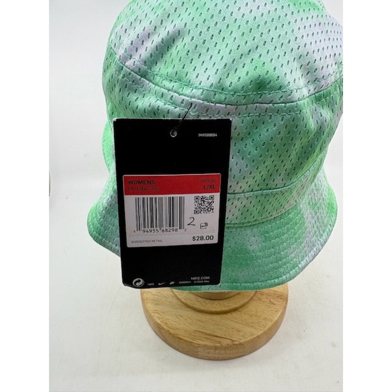 Nike Tie Dye Mesh Bucket Hat Dri-FIT Lightweight Green White Womens Sz L/XL