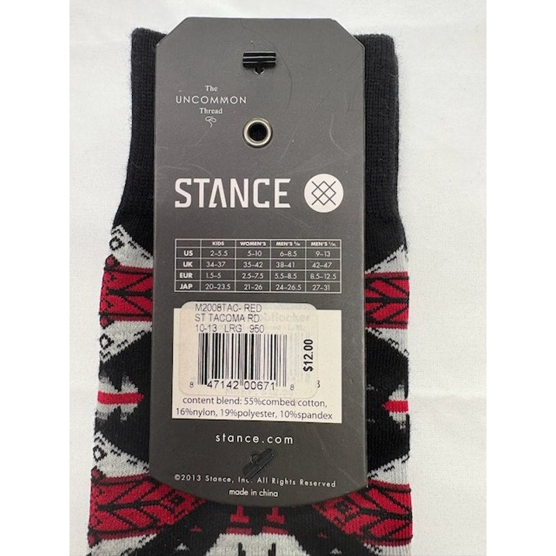 Stance Premium 200 Needle Combed Cotton Crew Socks Tacoma Red Mens L 10–13
