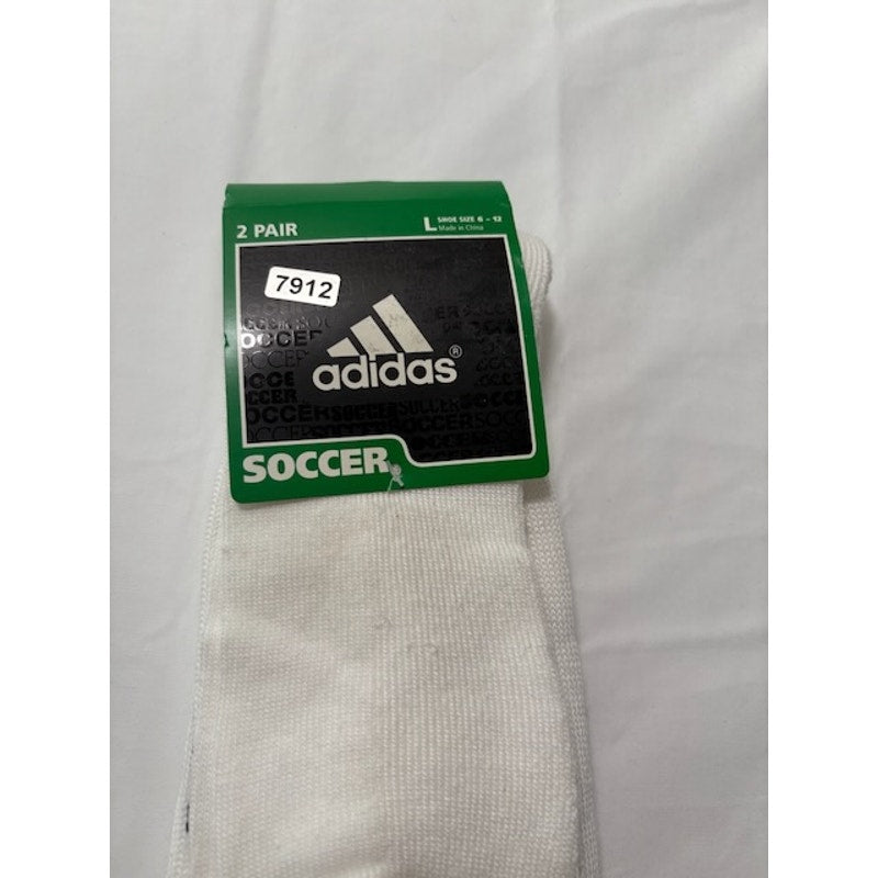 2 Pairs Adidas Soccer Socks Over The Calf White/Black Adult Size L 9-13