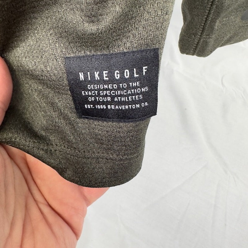 Nike Golf Player Shirt Half Zip Pullover Long Sleeve Dri-Fit Olive/Gray Mens Size L