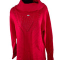 Bianca Nygard Turtleneck Missy Holiday Sweater Knit Beaded Red Womens Medium