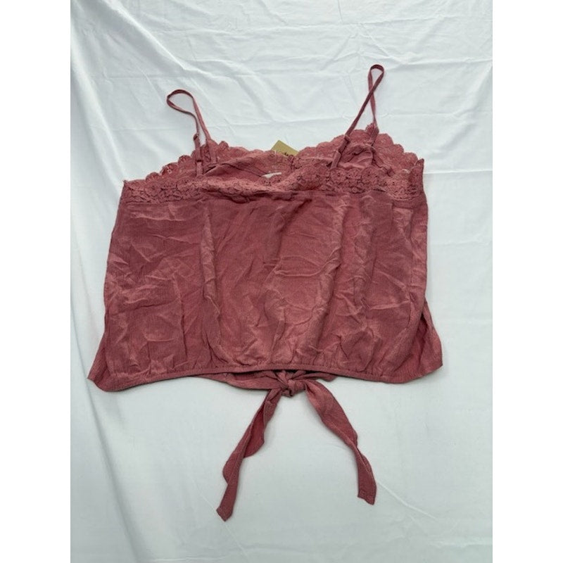 American Rag Cie Tie-Front Lace Tank Top V-Neck Dusty Rose Womens Size M