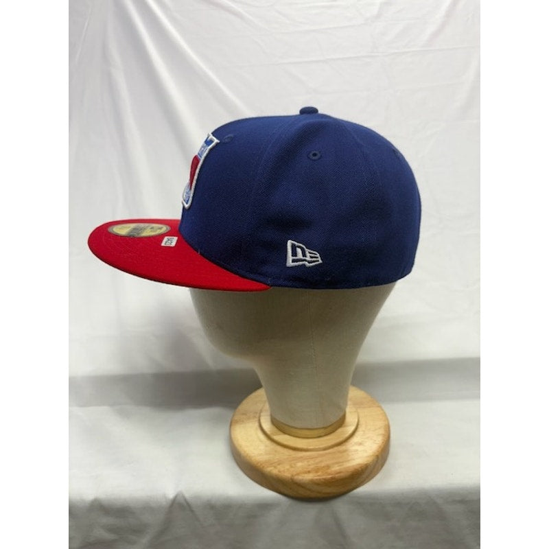 New Era New York Rangers NHL 59FIFTY Fitted Hat Flat Brim Blue Red Mens 7 1/8