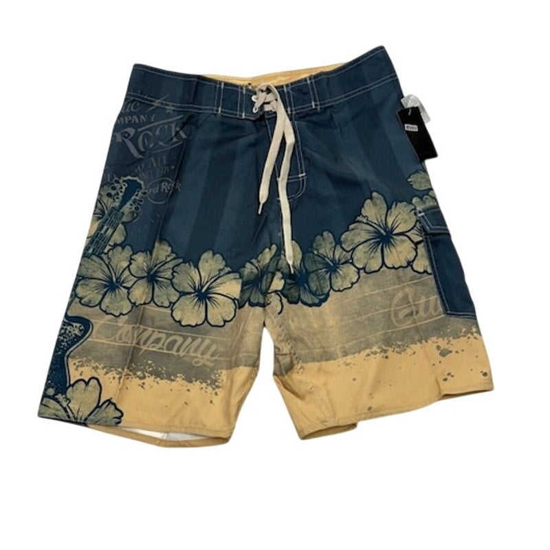 Hard Rock Hibiscus Grit Boardshorts Swim Trunks Multicolor Mens Size 32
