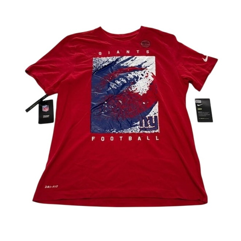 Nike Dri-Fit NY Giants Football Graphic T-Shirt Short Sleeve Red Mens Size M