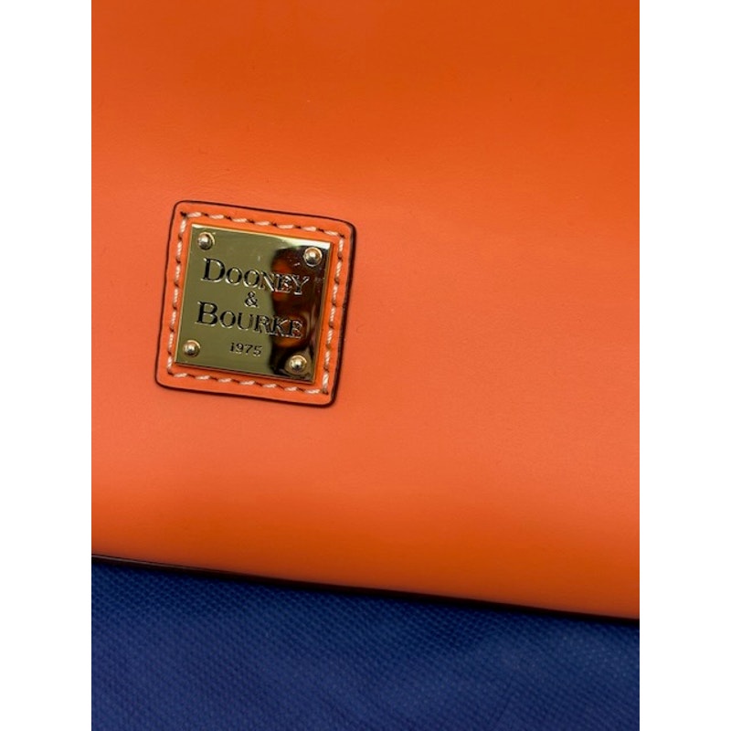 Dooney & Bourke Smooth Leather Quincey Zip Tote Shoulder Bag Zipper Orange
