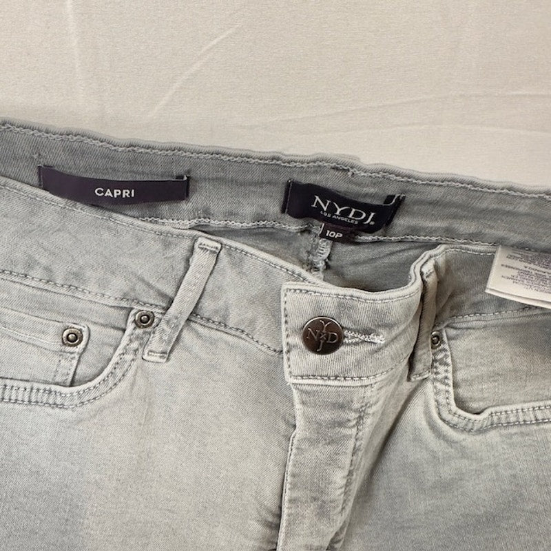 NYDJ Marilyn Straight Crop Capri Jeans Mid Rise Cuffed Hem Gray Womens Size 10P