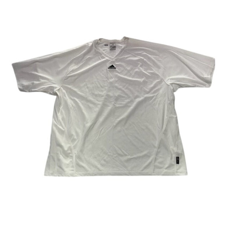 Adidas Climalite Short Sleeve Training Jersey Shirt V-Neck White/Black Mens Sz L