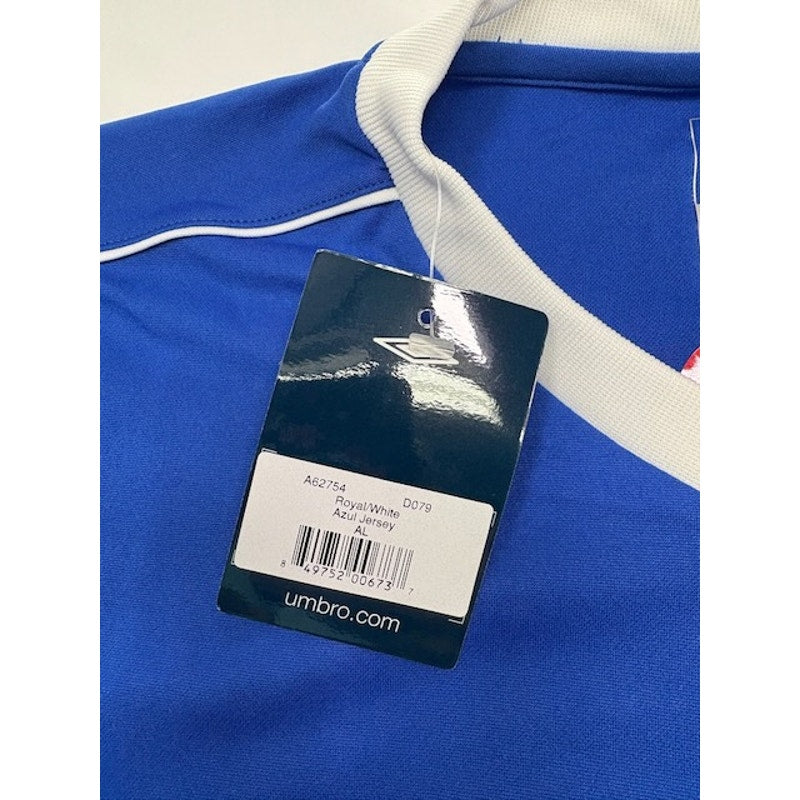 Umbro Azul Jersey Shirt Short Sleeve Crewneck Royal Blue/White Mens Size L