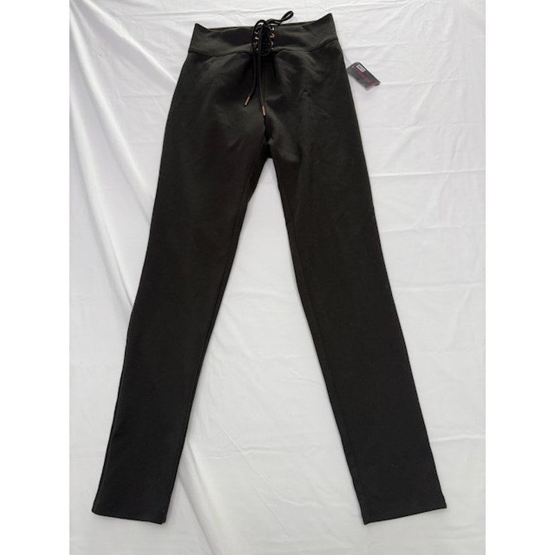 Material Girl Leggings Lace Up Waist Stretch Pants Black Womens Size XS