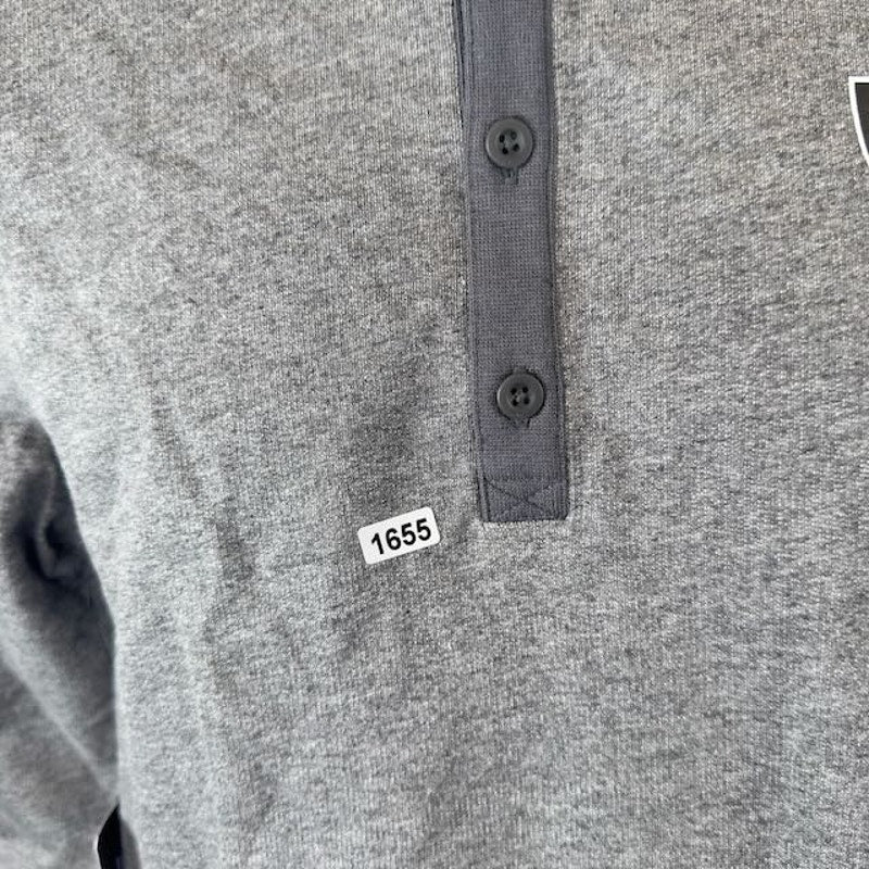 Nike NFL Los Angeles Raiders Henley Long Sleeve T-Shirt Heather Grey Mens Size S