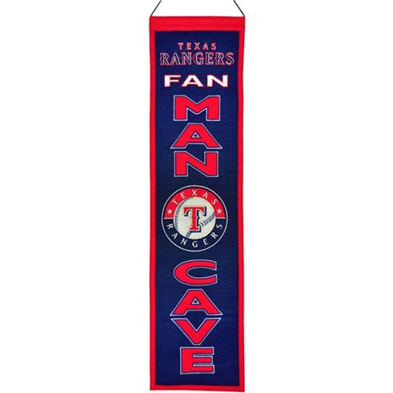 Winning Streak Sports Texas Rangers Banner Wool Fan Man Cave Blue Red 8x32