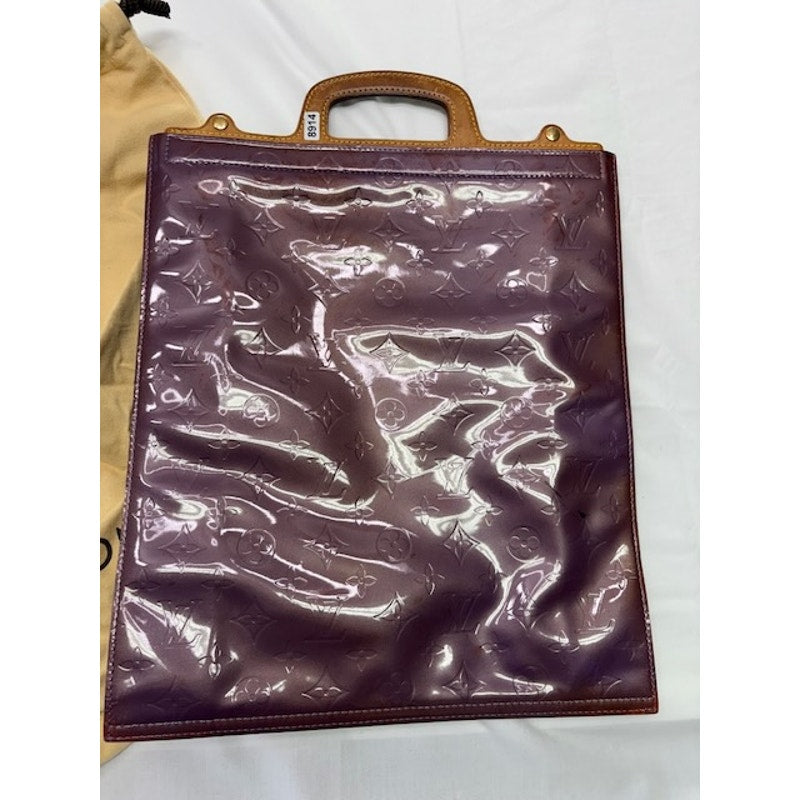 Louis Vuitton Clear Vinyl Hand Bag Leather Handle w/ Dust Bag Authentic Purple