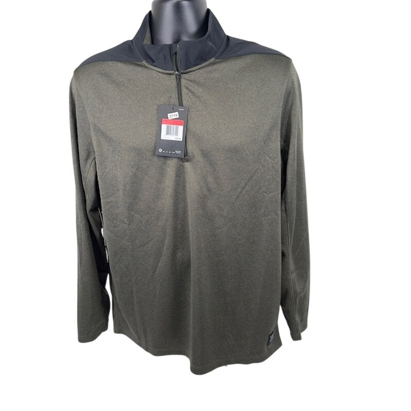 Nike Golf Player Shirt Half Zip Pullover Long Sleeve Dri-Fit Olive/Gray Mens Size L