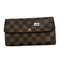 Louis Vuitton Damier Ebene Canvas Leather Bifold Long Wallet Brown Womens