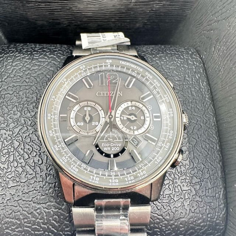 Citizen Eco-Drive Nighthawk Watch Grey Stainless Steel Charcoal Grey Dial
