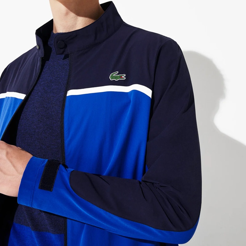Lacoste Color-Blocked Golf Swing Top Jacket Full-Zip Blue Mens Size 50 - M